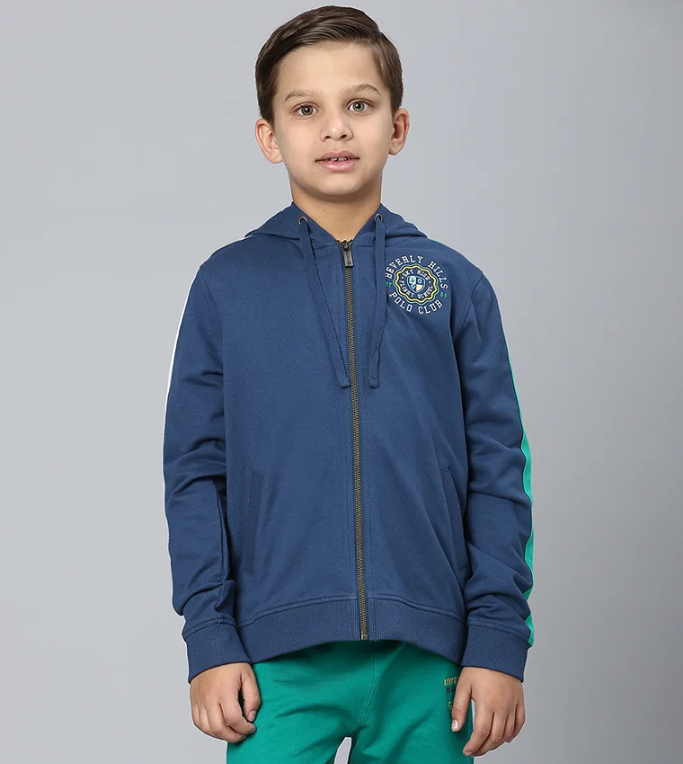 بيفرلي هيلز بولو كلوب سويت شيرت بغطاء رأس وأكمام طويلة مطرز بشعار نادي بيفرلي هيلز للبولو