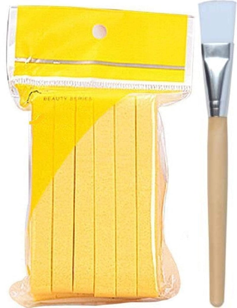 TWIREY TWIREY Facial Cleaning Wash Puff Sponge 12 Stick Face Cleansing Pad SoftYellow 1 Professional Flat Face Pack Brush  - Image 3