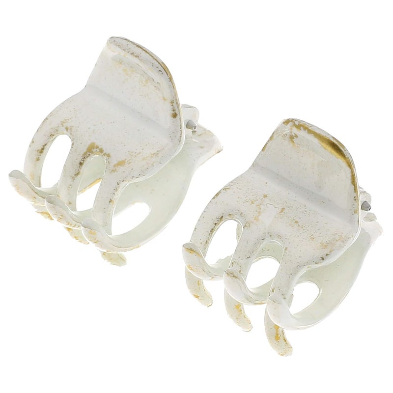 Camila Paris CP2925 French Hair Clip for Women Small Set of 2 White Gold Girls Hair Claw Clips Jaw Fashion Durable Styling Hair Accessories for Women Strong Hold No Slip Grip Made in France