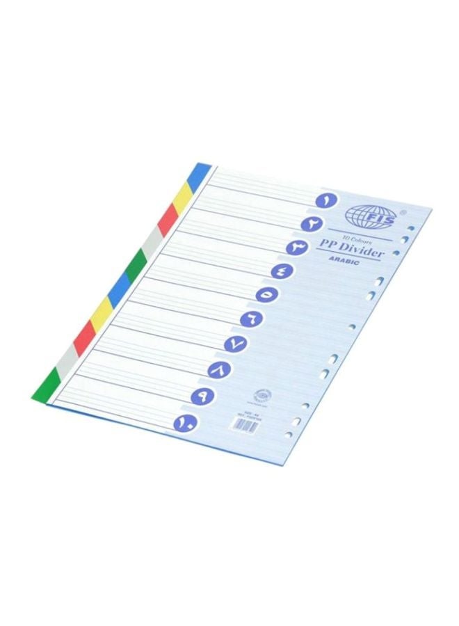 PP Index Dividers, Numbered 1-12 with Colored Tabs, for Binders