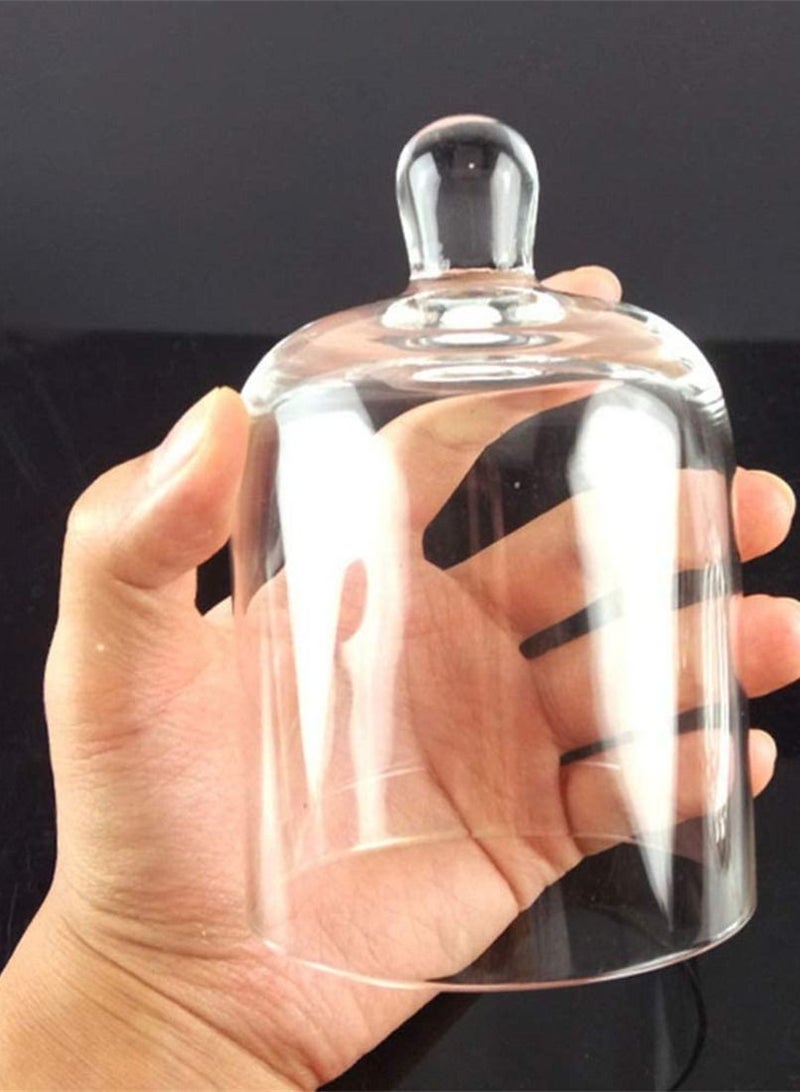 Glass Cover, 2 Sets Glass Dome with Base Mini Cake Stand Display Cloche Clear Glass Bell Jar Cover for Candle Dessert Cheese Candy Plants Succulents  - Image 2