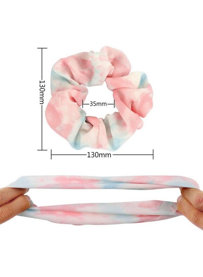 DN Creation Chiffon Flower Floral Design Hair Scrunchies, Ponytail Holder, Hair Ties for Women and Girls - Random Color & Design (Set of 12) - Image 2