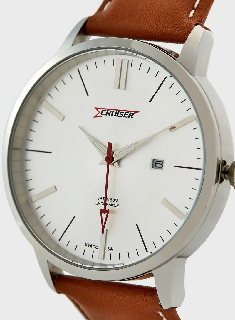 CRUISER Leather Strap Analog Watch