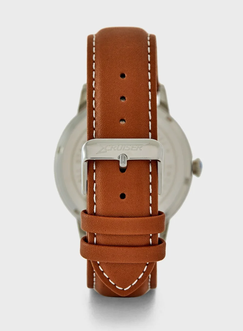 CRUISER Leather Strap Analog Watch