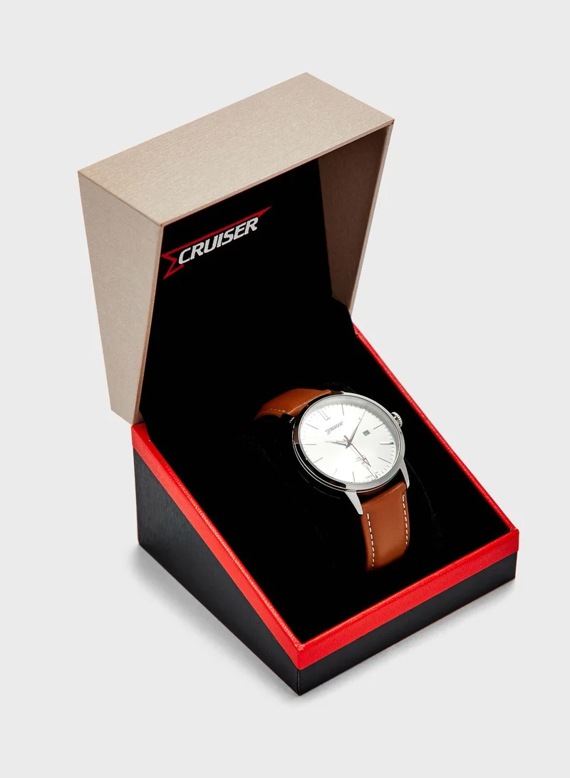 CRUISER Leather Strap Analog Watch