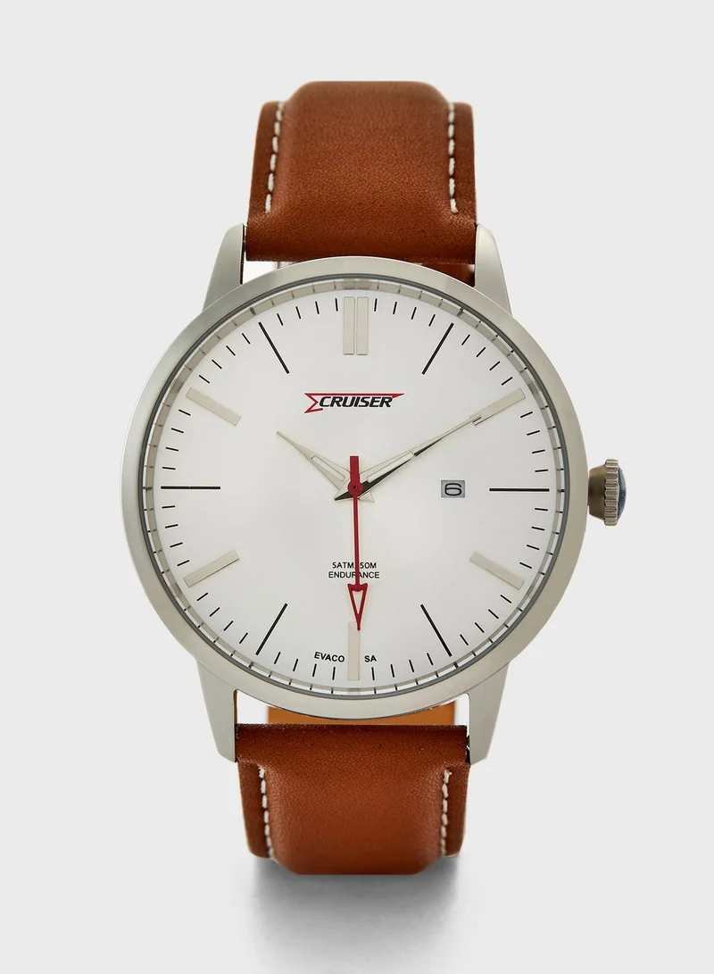 CRUISER Leather Strap Analog Watch