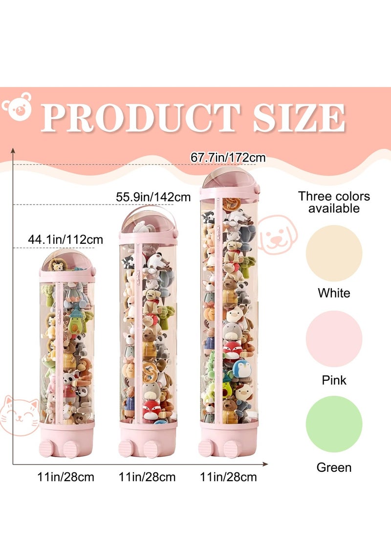 XiuWoo Stuffed Animal Storage Tube, Toy Storage Tube with Zipper LED Light, Vertical Toy Display Organizer, Toy Display Bucket with Lid, Space-Saving Toy Tower for Kids Room, green, 172cm  - Image 2