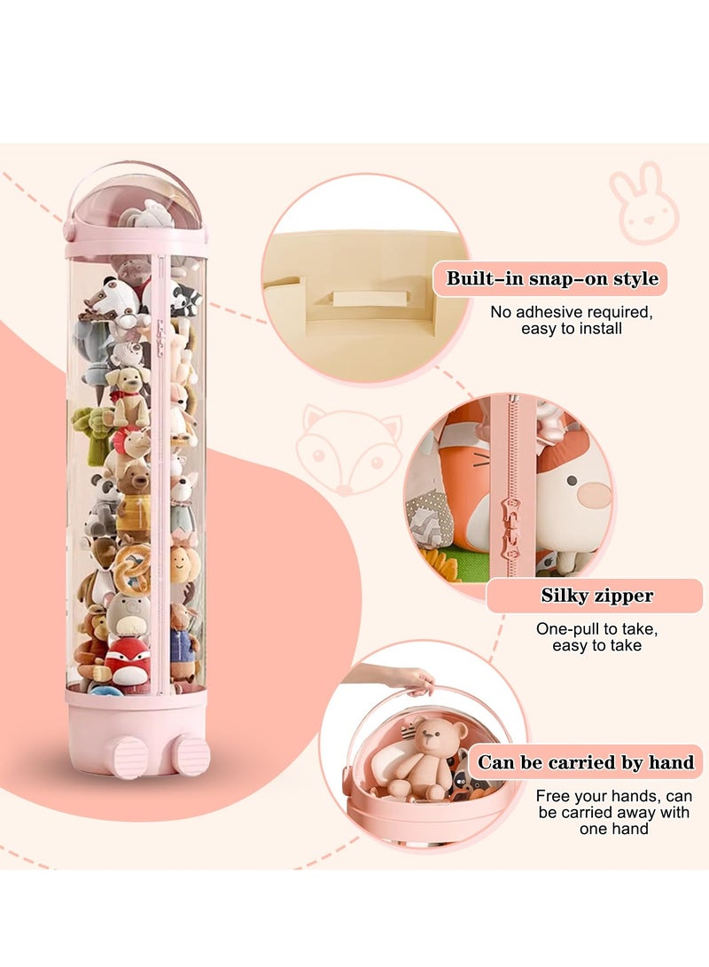 XiuWoo Stuffed Animal Storage Tube, Toy Storage Tube with Zipper LED Light, Vertical Toy Display Organizer, Toy Display Bucket with Lid, Space-Saving Toy Tower for Kids Room, green, 172cm  - Image 3