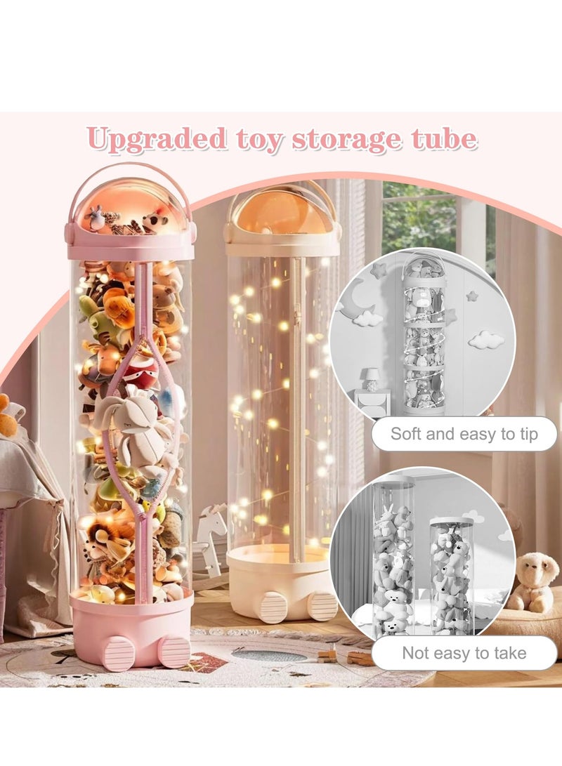 XiuWoo Stuffed Animal Storage Tube, Toy Storage Tube with Zipper LED Light, Vertical Toy Display Organizer, Toy Display Bucket with Lid, Space-Saving Toy Tower for Kids Room, green, 172cm  - Image 5