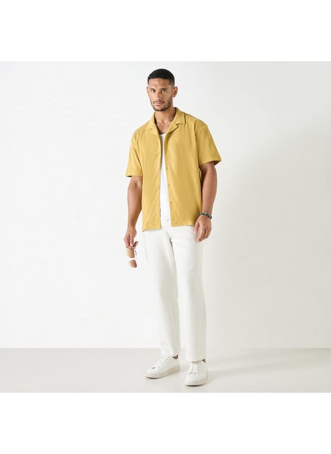 Iconic Iconic Relaxed Fit Textured Camp Collar Shirt with Short Sleeves  - Image 2