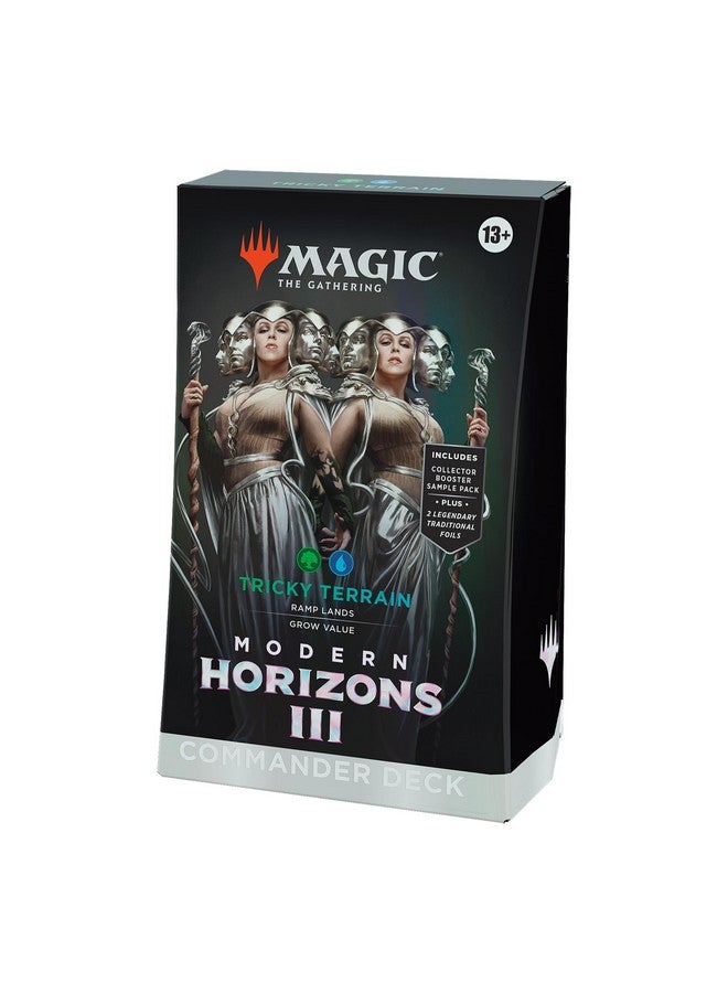 Magic the Gathering Magic: The Gathering Modern Horizons 3 Commander Deck - Tricky Terrain (100-Card Deck, 2-Card Collector Booster Sample Pack + Accessories) - Image 1