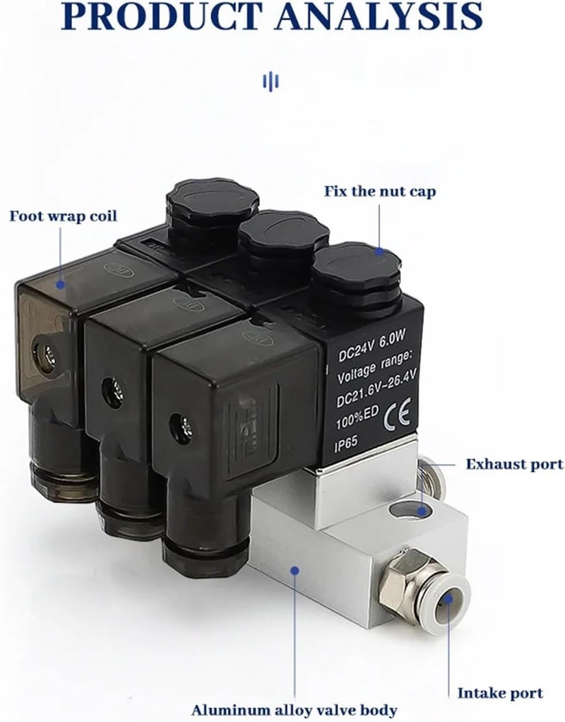 صمام كهرومغناطيسي هوائي متعدد الطرق 2v025، 12V 24V 110V 220V، طريقة واحدة، مغلق بشكل طبيعي (Ac220v، 8مم) - Image 3