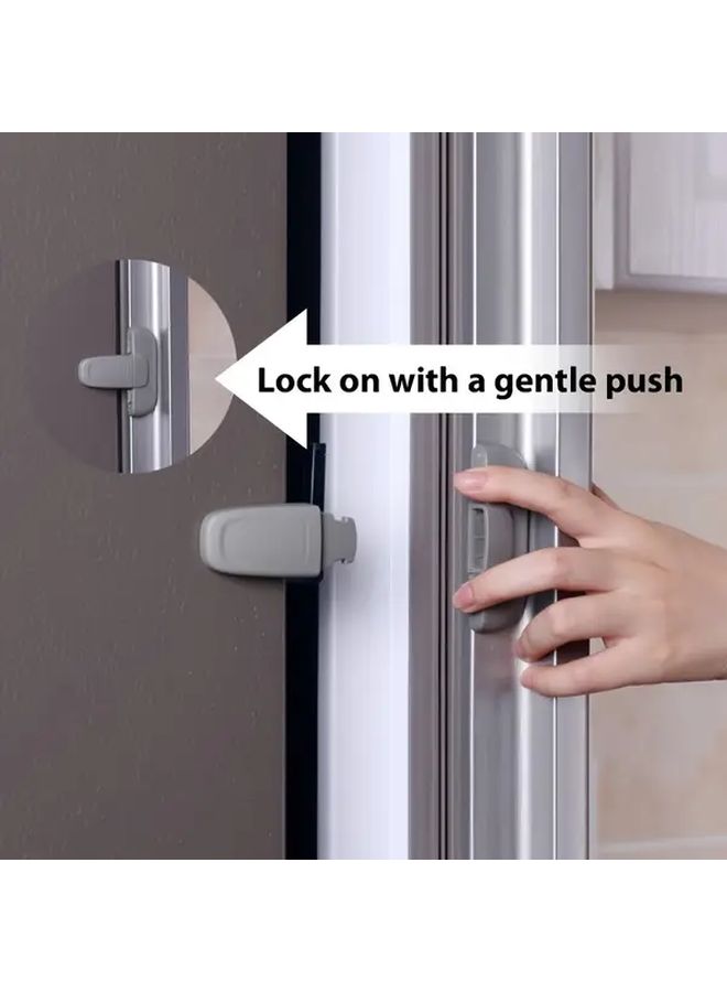 Grey Refrigerator Lock Child Safety Cabinet Door Latch Easy Installation Infant Proofing - Image 5