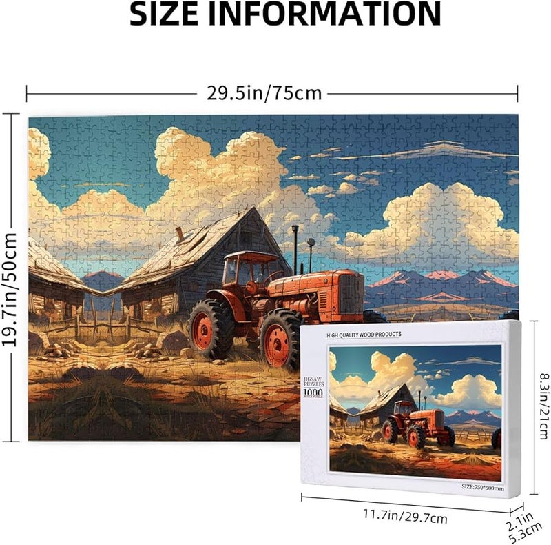 مزرعة فايا أحجية الصور المقطوعة ذات الجرار الأحمر 1000 قطعة للكبار هدية ديكور المنزل 29.5 × 19.7 بوصة - Image 4