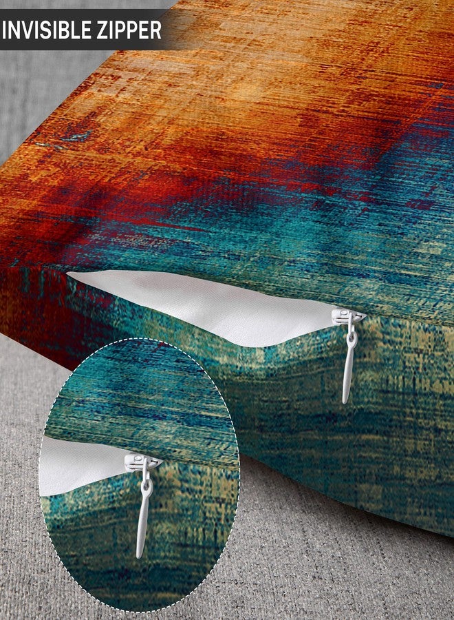 Emvency Set of 2 Throw Pillow Covers Vintage Abstract Orange and Blue Messy Rust Painting Decorative Pillow Cases Home Decor Standard Square 18x18 Inches Pillowcases - Image 5