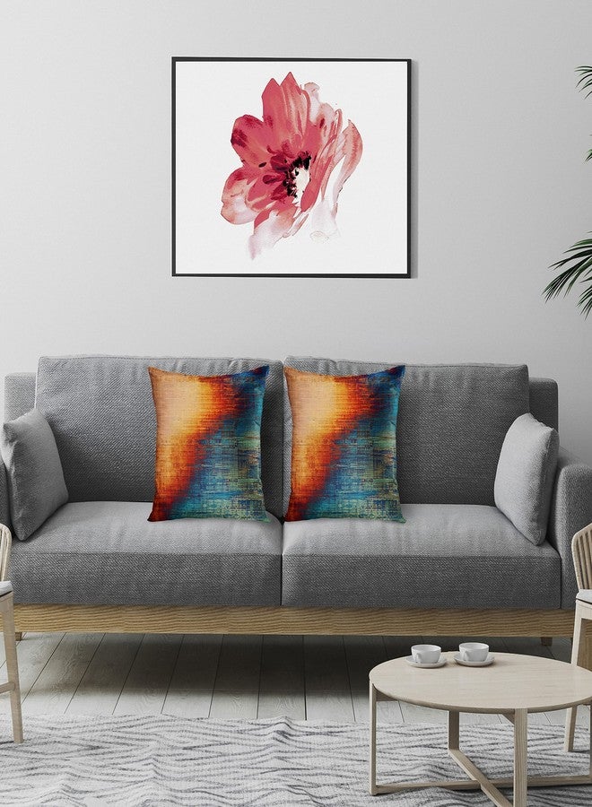 Emvency Set of 2 Throw Pillow Covers Vintage Abstract Orange and Blue Messy Rust Painting Decorative Pillow Cases Home Decor Standard Square 18x18 Inches Pillowcases - Image 3