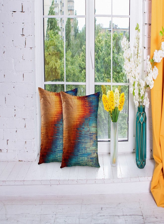 Emvency Set of 2 Throw Pillow Covers Vintage Abstract Orange and Blue Messy Rust Painting Decorative Pillow Cases Home Decor Standard Square 18x18 Inches Pillowcases - Image 2