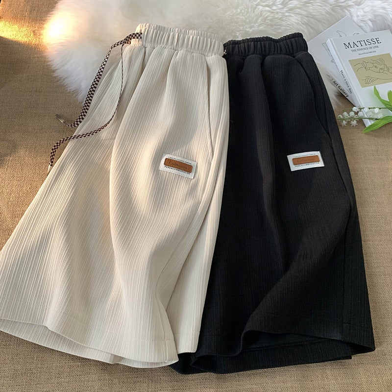 Ice Silk Shorts Summer Lightweight Breathable Five-point Pants High Waist Slimming Summer Loose Sports Mid-length Pants Trendy ins Trendy Green  - Image 3