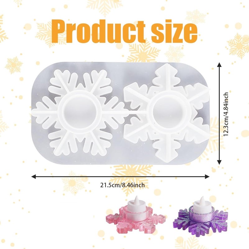 ARTOOL Christmas Snow Flake Shape Tea Light Candle Resin Art Mold Mould Decorative DIY Home Décor Candle Holder Silicone Mold Epoxy Resin Candlestick Mould Set of 1 (BB58) - Image 2