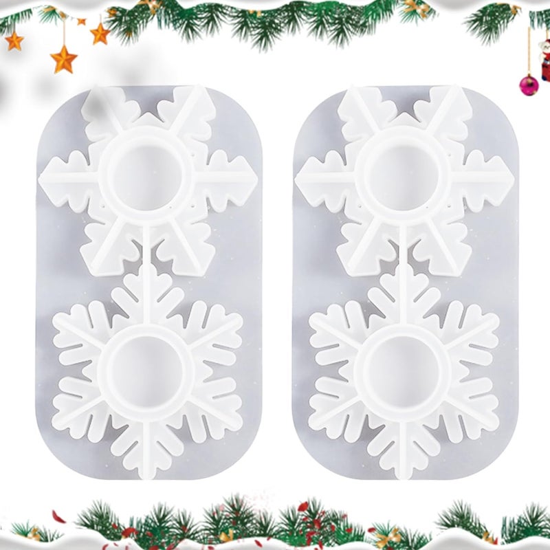 ARTOOL Christmas Snow Flake Shape Tea Light Candle Resin Art Mold Mould Decorative DIY Home Décor Candle Holder Silicone Mold Epoxy Resin Candlestick Mould Set of 1 (BB58) - Image 4