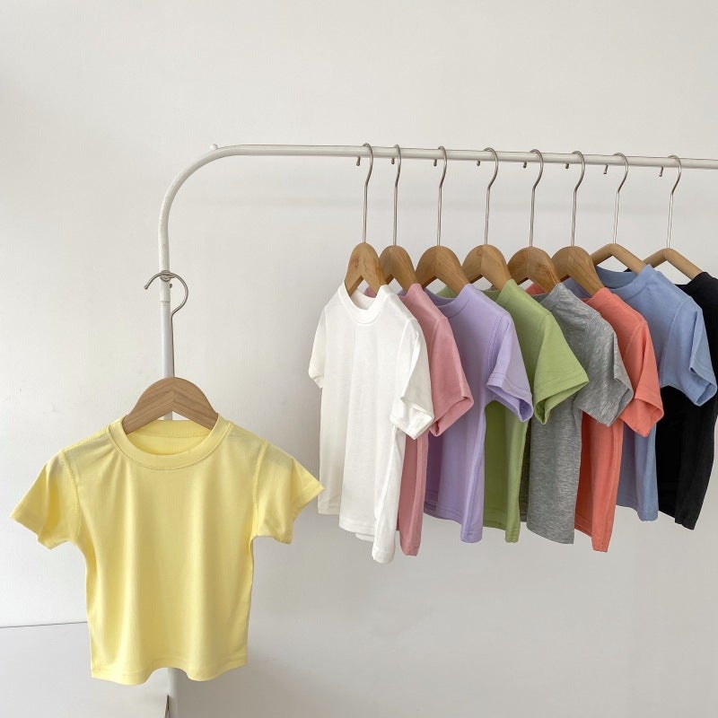 2025 Big Children Summer Boneless Modal T-Shirt Short Sleeve Korean Version Of The New Mask Base Shirt Top Children'S Clothing - Image 1