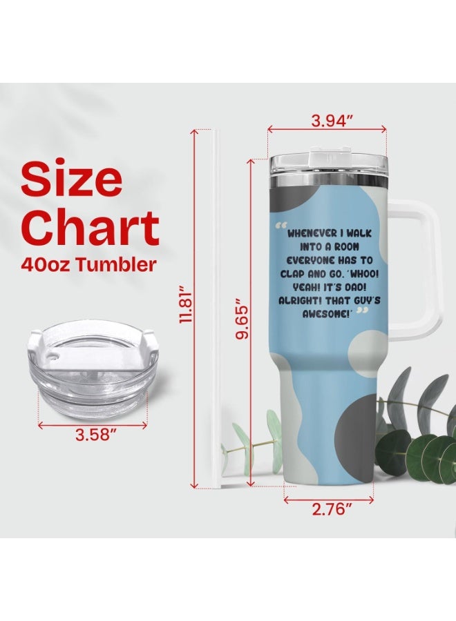 34HD Father Day Gifts, Its Dad Tumbler with Handle Straw 40 oz Stainless Steel, Cartoon Dad Coffee Mug, Father Birthday Gifts from Daughter Son Christmas Gift - Image 3