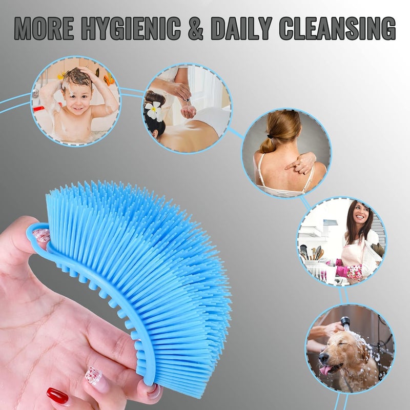 TDHDIKE Silicone Loofah Exfoliating Silicone Body Scrubber Set of 3 Soft Body Exfoliator Bath Sponge Shower Loofah Scrubber Brush for Sensitive Kids Women Men All Kinds of Skin - Image 4