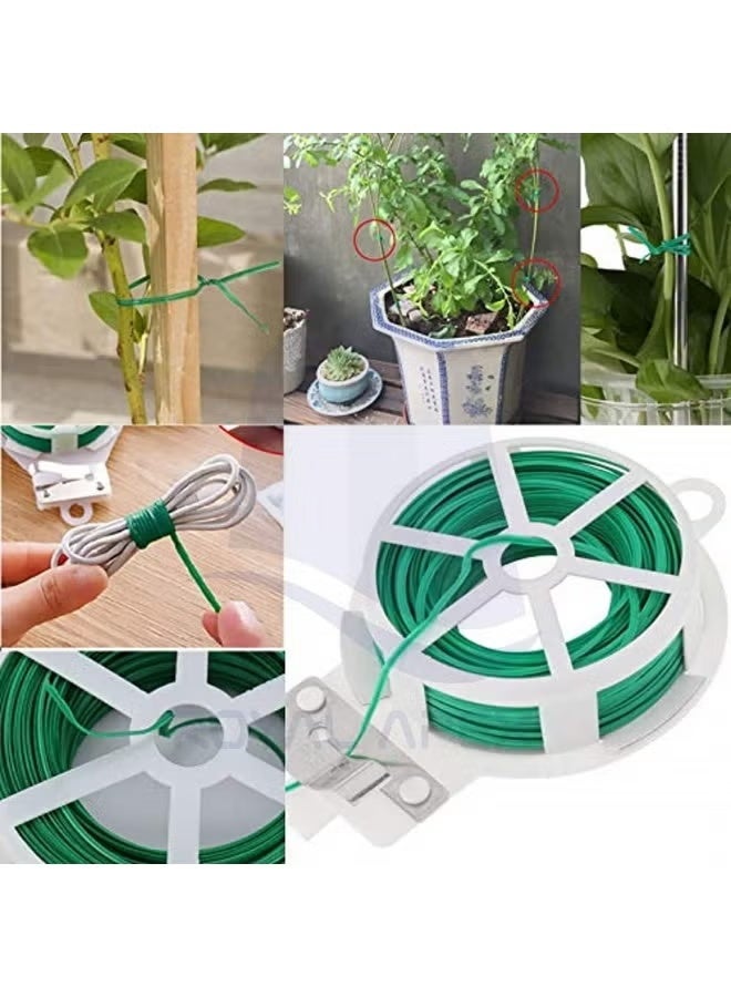Twist Tie Roll, PE Plastic Coated Twist Ties with Built-in Cutter, Garden Plant Twist Ties for Gardening, Plant Support - Image 1