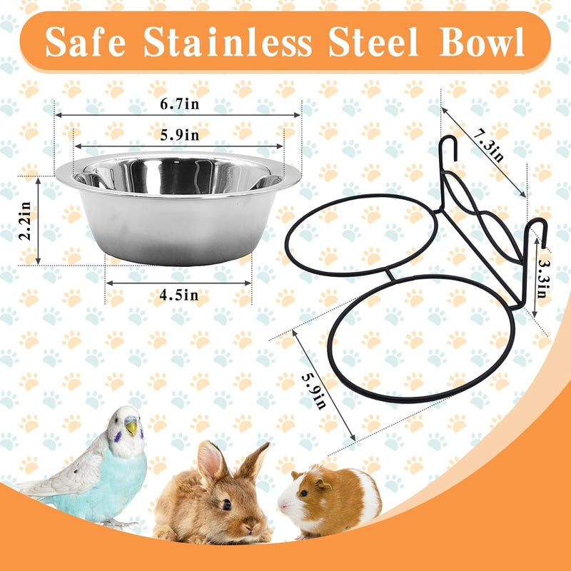 Kathson Hanging Kennel Water Bowl Set, 2 Pcs Stainless Steel Metal Pet Cat Bowls for Crate Cage, Non Spill Food Water Bowls with Hook for Small&Medium-Sized Cats and Dogs(6.7 Inch Dia) - Image 2
