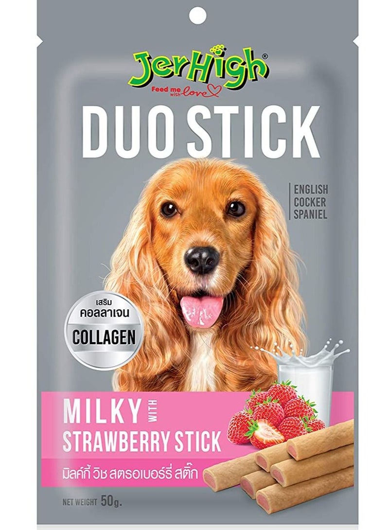 Jerhigh Duo Stick Milky with Strawberry Stick 50g