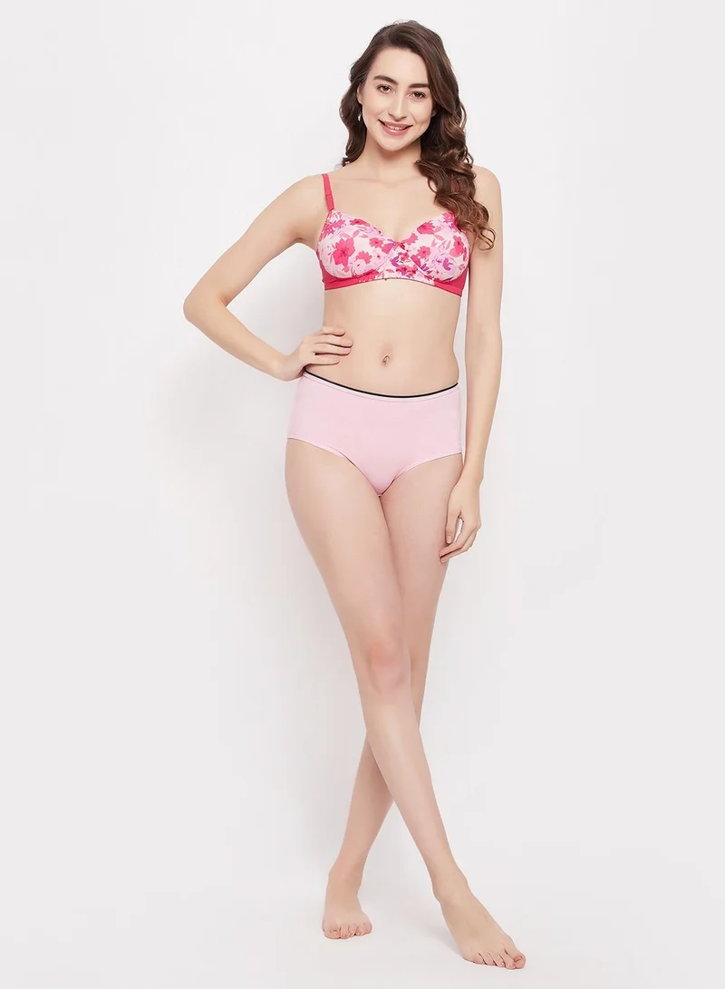 كلوفيا Clovia Padded Non-Wired Full Cup Floral Print T-Shirt Bra In Multicolour