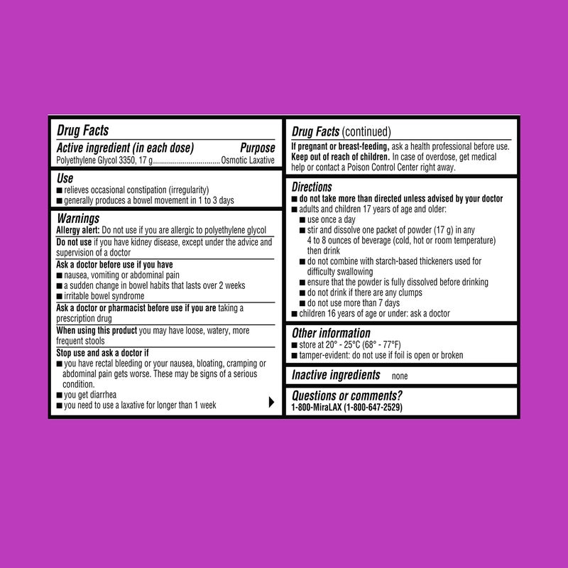 MiraLAX Laxative Powder Packets 10.0 ea. (Quantity of 5) - Image 2