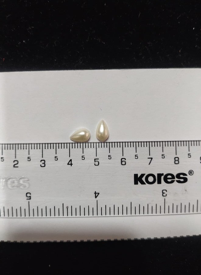 Unikart 8 * 5 Drop Shape Half Cut Pearls, Beads, Moti for Crafts, Jewellery Making, DIY Kit, Decoration, Aari/Maggam Embroidery Work Pack of 1500pcs with Fabric Glue - Image 3