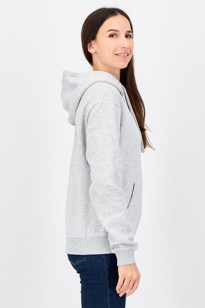 French Connection Women Heather Long Sleeve Hoodie, Light Grey - Image 2