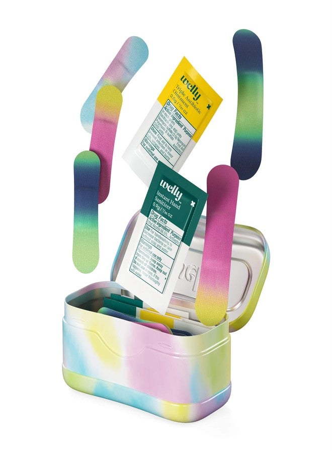 Welly Quick Fix Colorwash, On The Go First Aid Kit, Assorted Bandages, Ointments, and Hand Sanitizer, Tie Dye Patterns, 2 Pack - Image 3