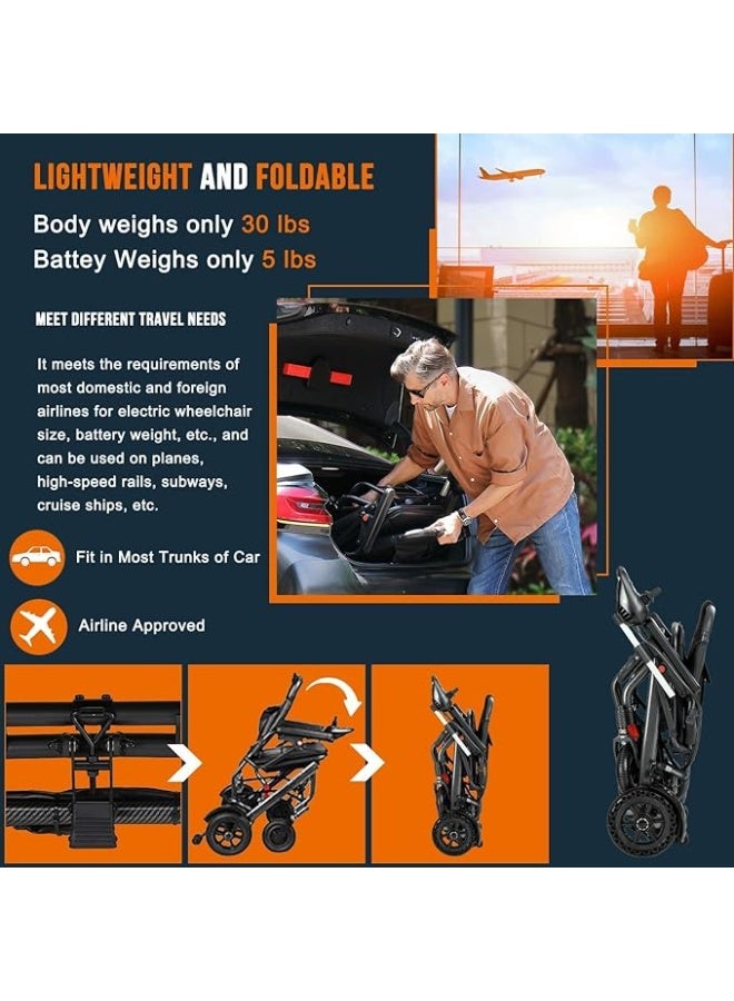 Cool Baby Electric Wheelchairs for Adults Lightweight Foldable, Wheelchairs for Adults Only 13.5kg, Can Last 12km, for Outdoor Light Home Travel (Maximum Bearing Weight 220 lbs) - Image 4