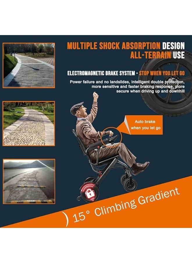 Cool Baby Electric Wheelchairs for Adults Lightweight Foldable, Wheelchairs for Adults Only 13.5kg, Can Last 12km, for Outdoor Light Home Travel (Maximum Bearing Weight 220 lbs) - Image 5