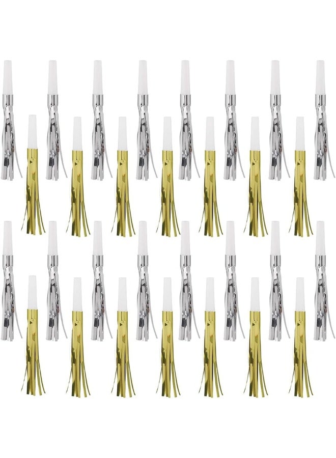 Amscan Vibrant Birthday Accessories Silver & Gold Foil Squawkers - 7" (Pack of 30) - Festive Noisemakers, Perfect for Unforgettable Celebrations, & Parties - Image 1
