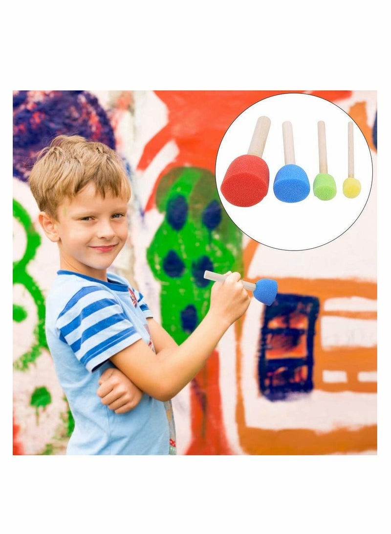 KASTWAVE مجموعة فرش طلاء إسفنجية دائرية 24 قطعة - ختم إسفنج مصغر ملون لصنع الأشغال الفنية للأطفال وأدوات الرسم - Image 3