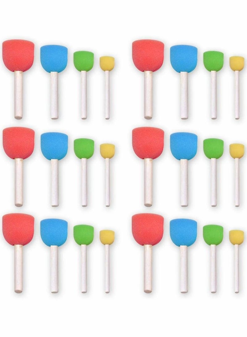 KASTWAVE مجموعة فرش طلاء إسفنجية دائرية 24 قطعة - ختم إسفنج مصغر ملون لصنع الأشغال الفنية للأطفال وأدوات الرسم - Image 1