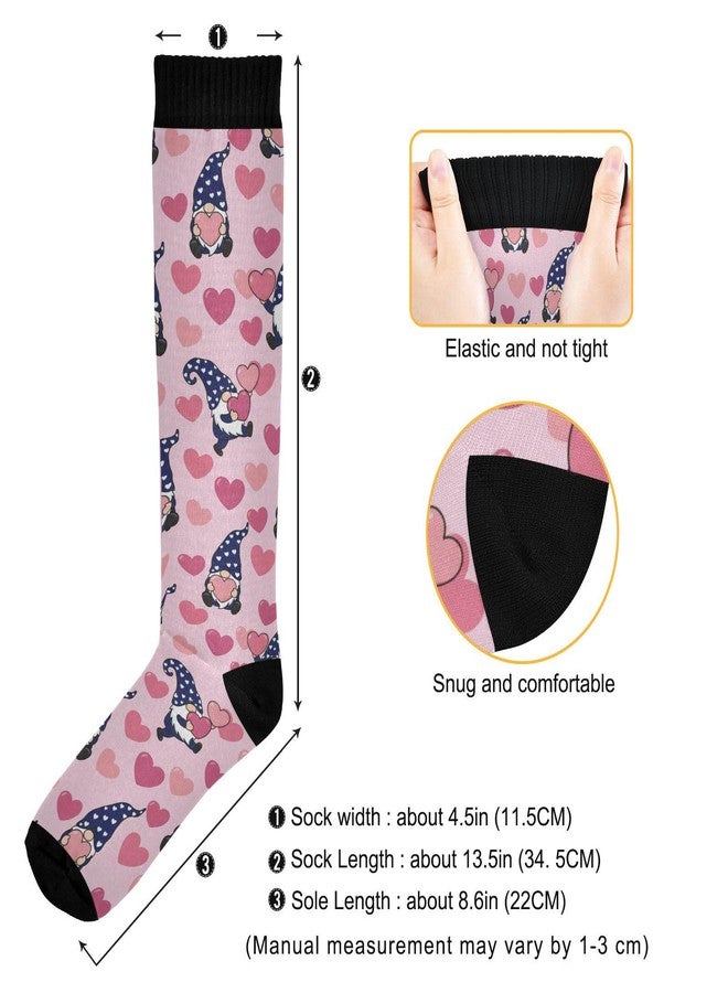 JUNZAN Gnomes Hearts Valentine Compression Socks for Women & Men Circulation Long Socks for Running Cycling Athletic Nurse - Image 4
