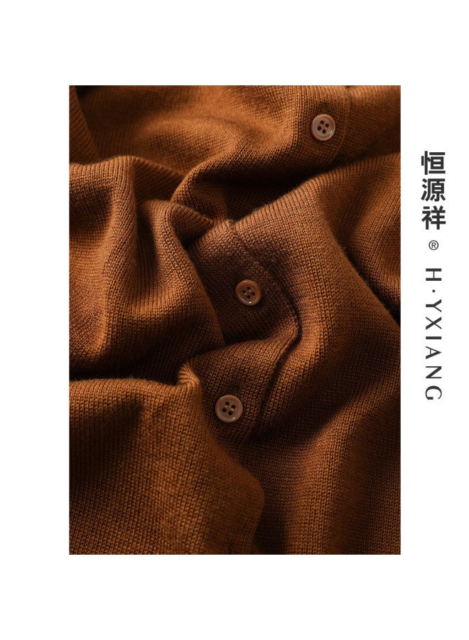 Hengyuanxiang Machine Washablewomen'S Knitted Cardigan Round Neck Button Spring/Autumn Jacket Top Solid Color Basic - Image 5