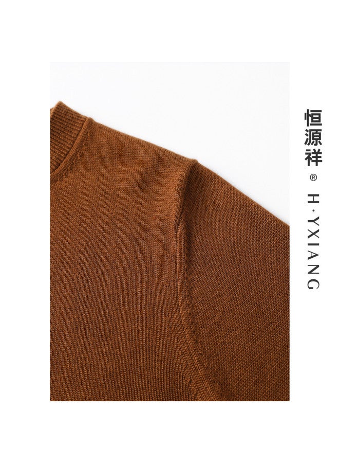 Hengyuanxiang Machine Washablewomen'S Knitted Cardigan Round Neck Button Spring/Autumn Jacket Top Solid Color Basic - Image 4