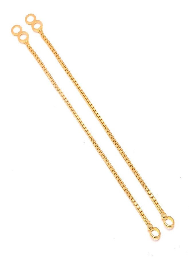 A-One Collection Single Layer Oxidized Gold Plated Gold-Tone Crystal Ear to Hair Kan Chain Accessory for Women (White, Golden) - Image 2