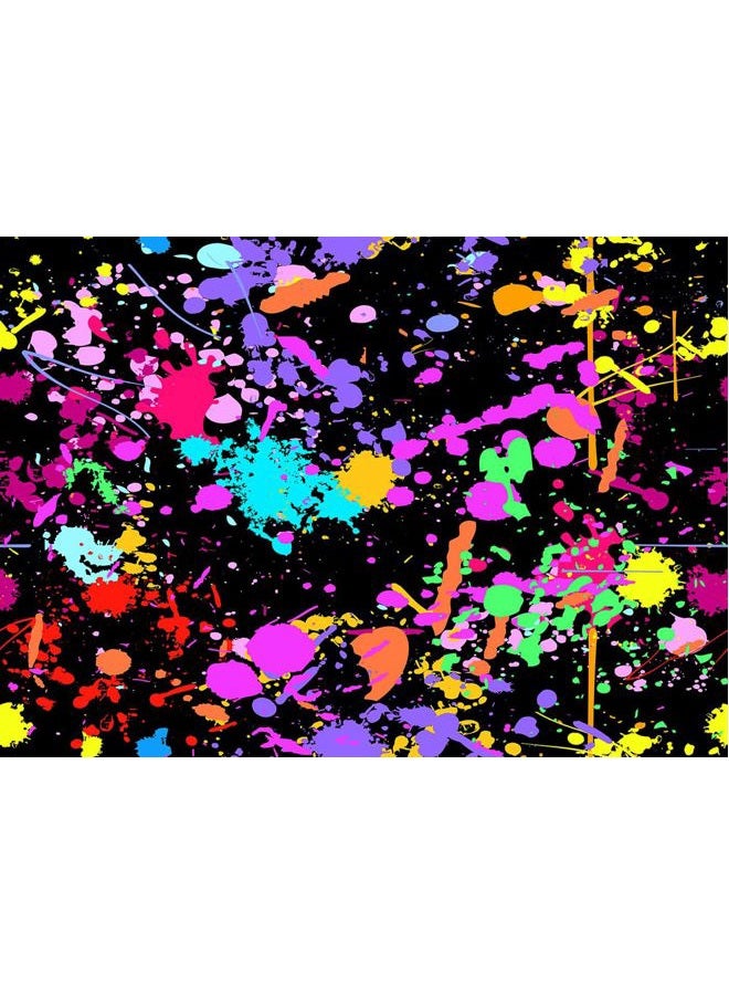OUYIDA 7X5FT Neno Glow in The Dark Birthday Backdrops Colorful Graffiti Splash Paint Party Background Slime Happy Birthday Black Light Sleppover Party Decorations for Kids Birthday Banner CEM123B - Image 1