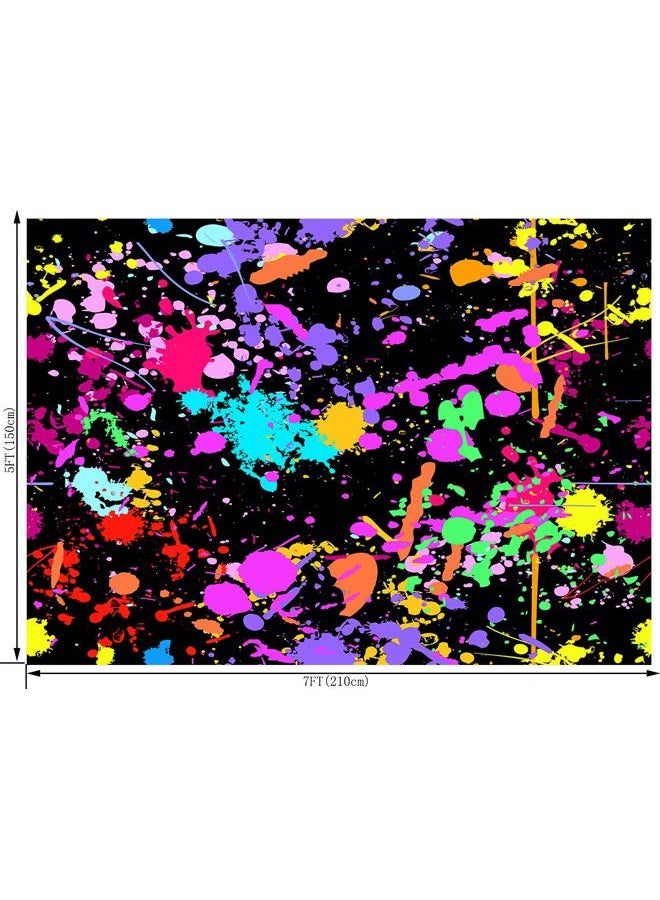 OUYIDA 7X5FT Neno Glow in The Dark Birthday Backdrops Colorful Graffiti Splash Paint Party Background Slime Happy Birthday Black Light Sleppover Party Decorations for Kids Birthday Banner CEM123B - Image 2