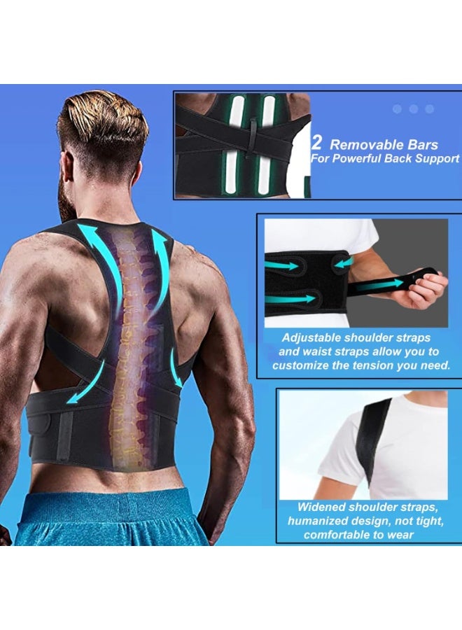 Back Brace Posture Corrector for Women & Men – Medium Upper Back Support Brace, Adjustable Spine Back Straightener, Thoracic Shoulder Support Belt for Posture Correction (Black, L) - Image 3