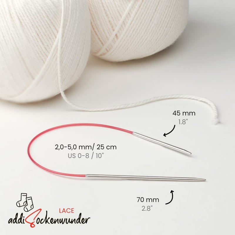 Addi 'Sockwonder' Lace Circular Needles 25cm/10, 2.5mm (US# 1), EasyKnit Rocket (EU Version) with red Cord - Image 2