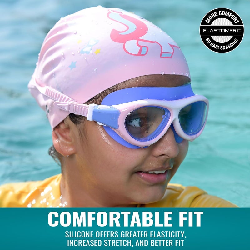 SLOVIC Swimming Cap for Kids [Unicorn] | Swimming Cap for Girls & Boys | Swimming Pool Caps for Kids | No Hair Pulling & Chlorine Resistant | Free Size Swimming Caps for Kids - Image 5