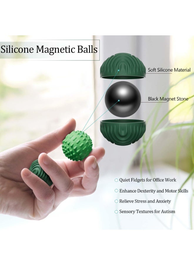 HALAMODO 4-Piece Silicone Magnetic Ball Stress Relief Toys For Adults And Teenagers, Sensory Toys For Autism ADHD Anxiety Relief, Fun Textured Fidget Gadgets, Desk Toys, Gifts For Women Men Teens, Green - Image 2